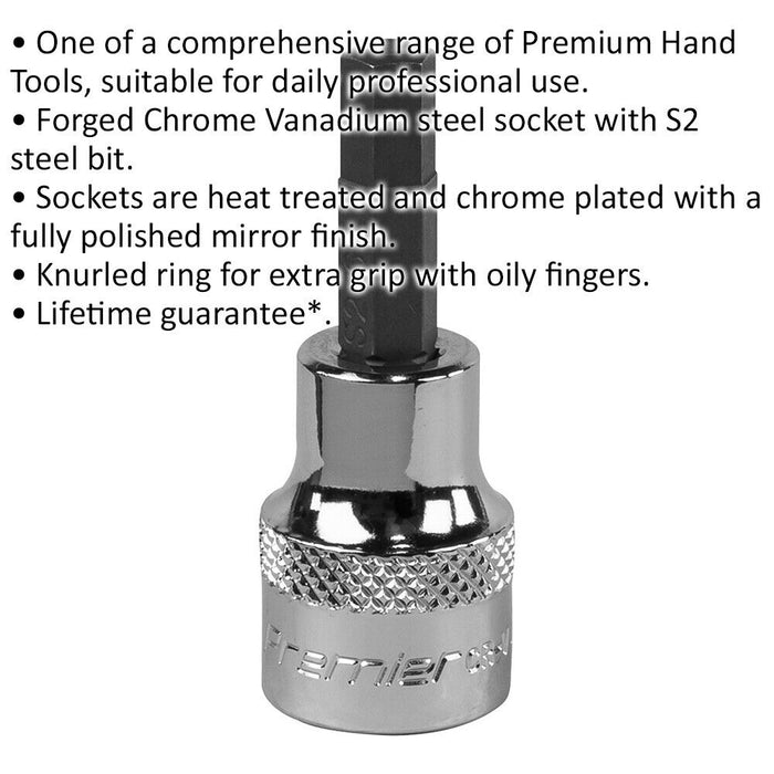 6mm Forged Hex Socket Bit - 3/8" Square Drive - Chrome Vanadium Wrench Socket Loops