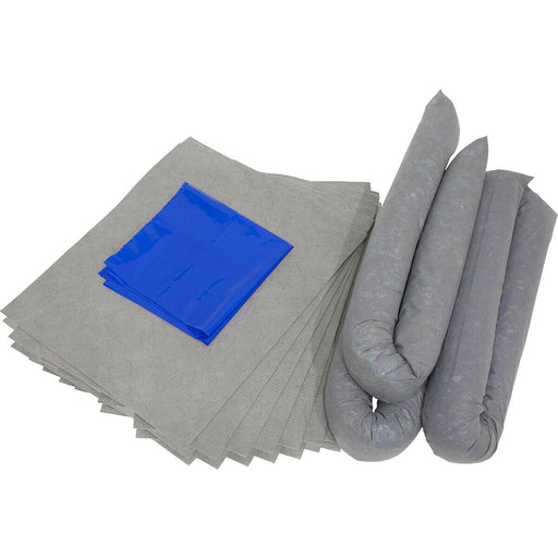 30L Spill Control Kit - 15x Fluid Spillage Pads & 3x Absorbent Sock - Oil Fuel Loops