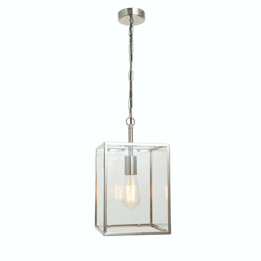 Ceiling Pendant Light Bright Nickel & Clear Glass 40W E27 Dimmable e10173 Loops