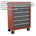 620 x 330 x 885mm 7 Drawer RED Portable Tool Chest Locking Mobile Storage Box Loops
