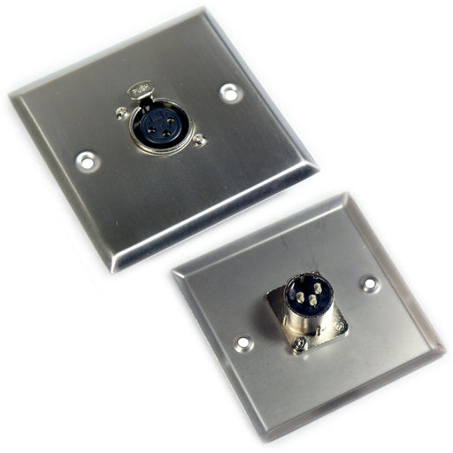 3 Pin XLR Female Face Plate Outlet Microphone Socket Wall Module Steel Screw Loops