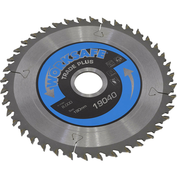 190 x 30mm TCT Circular Saw Blade - 30mm Bore - 40 TPU - Ultra Thin Clean Cut Loops