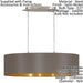 Pendant Ceiling Light Colour Satin Nickel Shade Cappuccino Gold Fabric E27 2x60W Loops