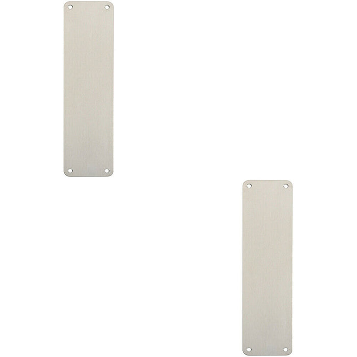 2x Plain Door Finger Plate 300 x 75mm Satin Stainless Steel Push Plate Loops
