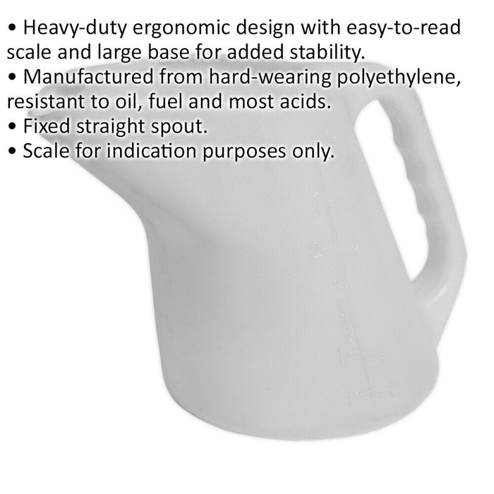 1.5 Litre Heavy Duty Measuring Jug - Fixed Straight Spout - Oil & Fuel Resistant Loops
