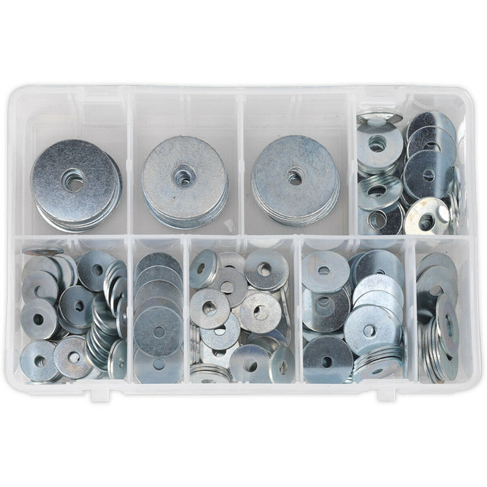 240 Piece Zinc Plated Repair Washer Assortment - M5 to M10 - Storage Box Loops