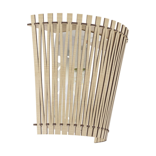 Wall Light Colour White Shade Maple Wood Fencing Surround Bulb E27 1x60W Loops