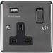 Bedside Plug Socket Pack-2x Single / USB & 1x Twin Gang-BLACK NICKEL / Black 13A Loops