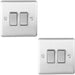 2 PACK 2 Gang Double Metal Light Switch SATIN STEEL 2 Way 10A Grey Trim Loops