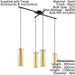 4 Bulb Ceiling Pendant & 2x Matching Wall Lights Clear Glass & Gold Chandelier Loops