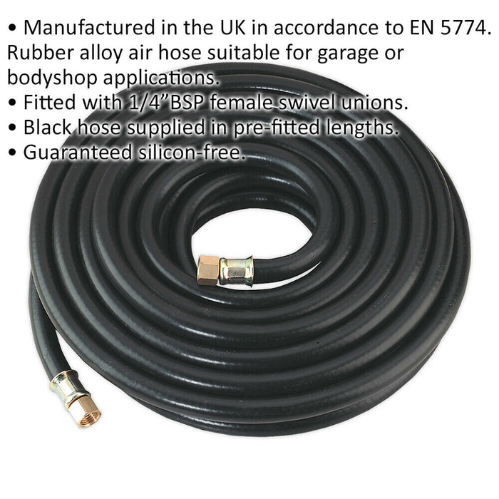 Heavy Duty Air Hose with 1/4 Inch BSP Unions - 10 Metre Length - 8mm Bore Loops