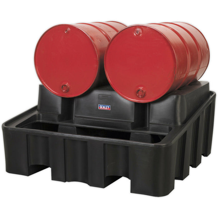 Heavy Duty 2 Drum Storage Rack - Horizontal Dispensing - 450L Spill Tray Loops