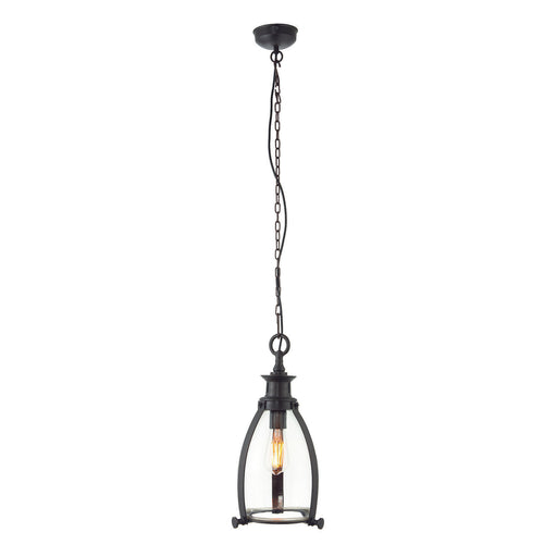 Metal Band Glass Ceiling Pendant Light - Bronze Finish - Requires 40W E27 GLS Loops