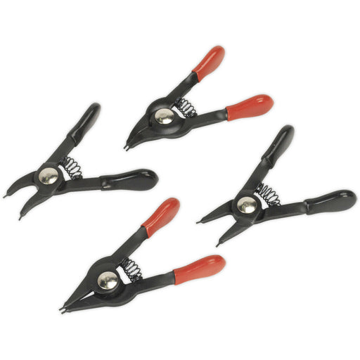 4 Piece Mini Circlip Pliers Set - 10mm to 22mm Circlips - Spring Loaded Action Loops