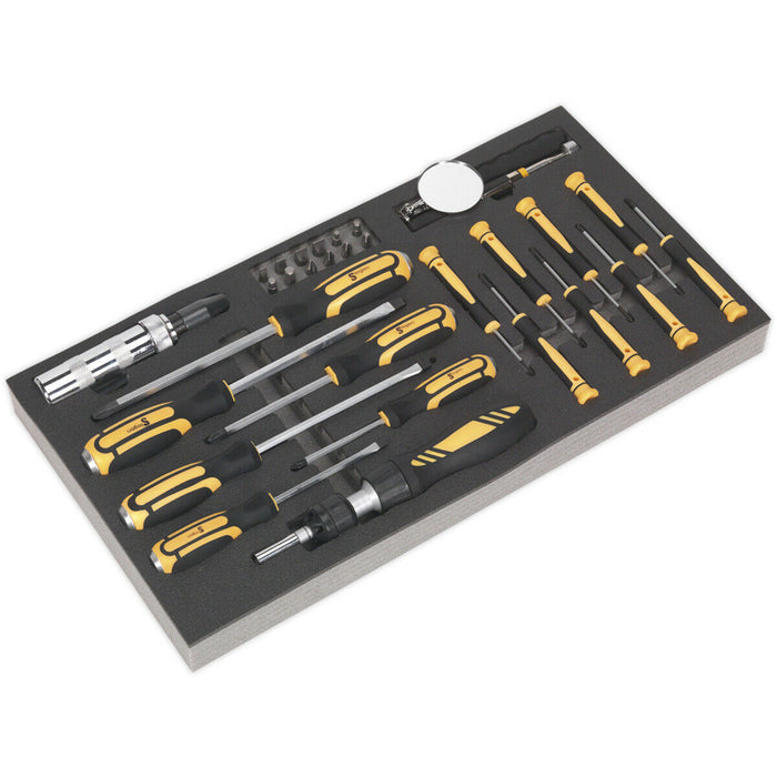 36 Piece Screwdriver Set with Tool Tray - Tool Box Tray Tidy Storage Chest Loops