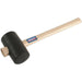 1.75lb Black Rubber Mallet - Wooden Shaft Handle - General Purpose Hammer Loops