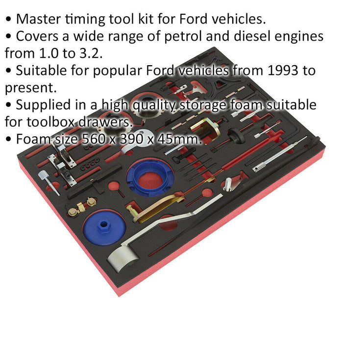 36 PK Diesel Petrol Master Timing Tool Kit - FOR FORD ENGINES - BELT CHAIN DRIVE Loops