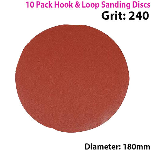 QTY 10 180mm 7 Inch Sanding Discs 240 Grit Orbit Sander Hook & Loop Loops