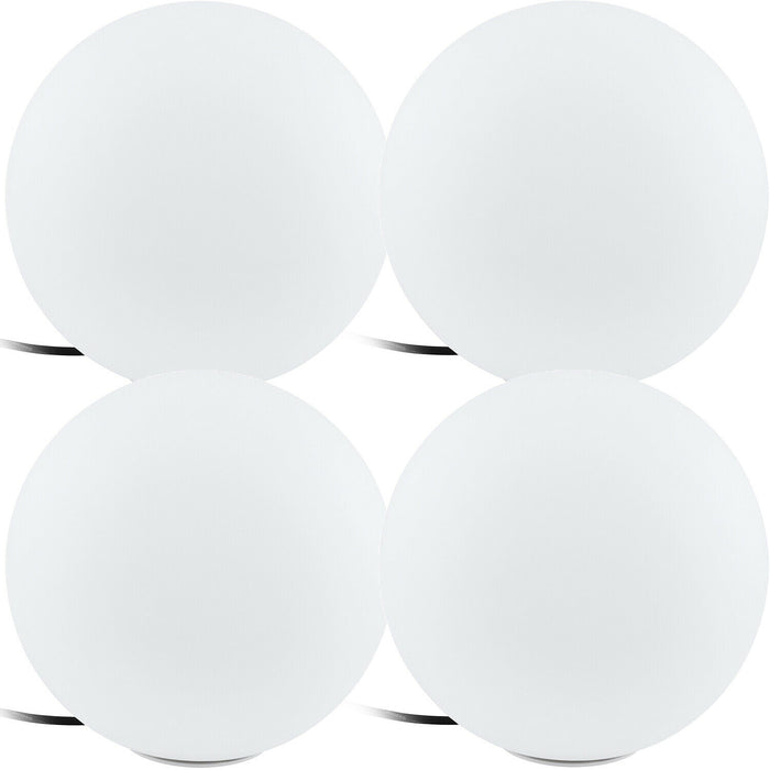 4 PACK IP65 Outdoor Garden Ball Light White Plastic 1x 40W E27 300mm Globe Loops