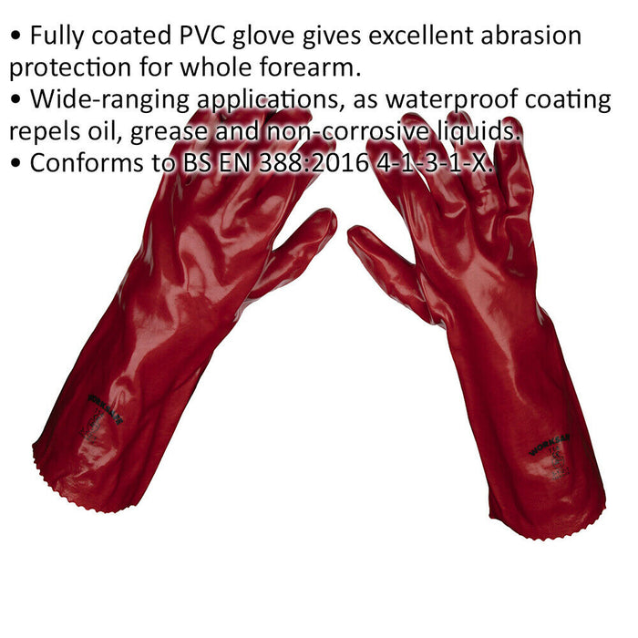 120 PAIRS Red PVC Gauntlets - Forearm Protection - 450mm - Waterproof Protection Loops