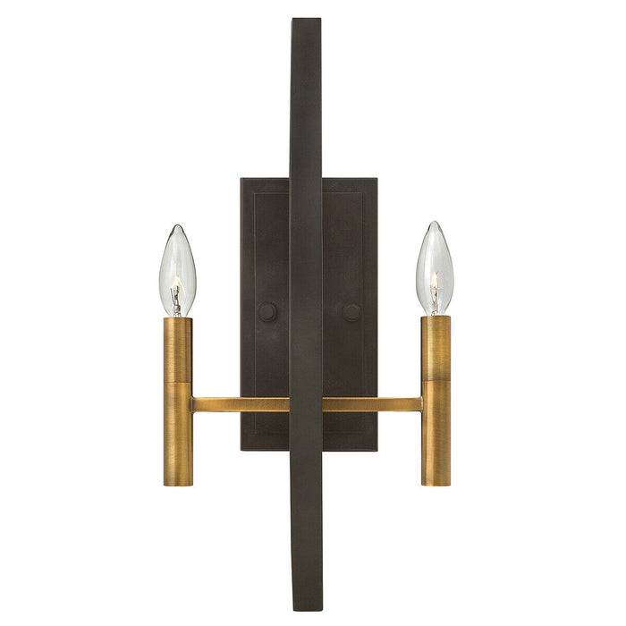Twin Wall Light Black Face Plate Bronze Candle Holder Spanish Bronze LED E14 60W Loops