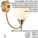 2 PACK Dimmable LED Wall Light Antique Brass & Frosted Glass Shade Curved Lamp Loops