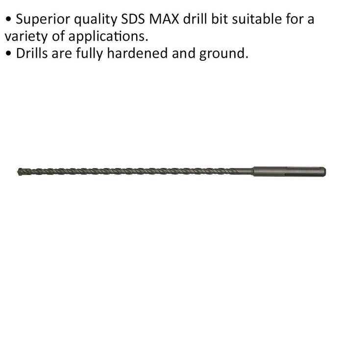 15 x 540mm SDS Max Drill Bit - Fully Hardened & Ground - Masonry Drilling Loops