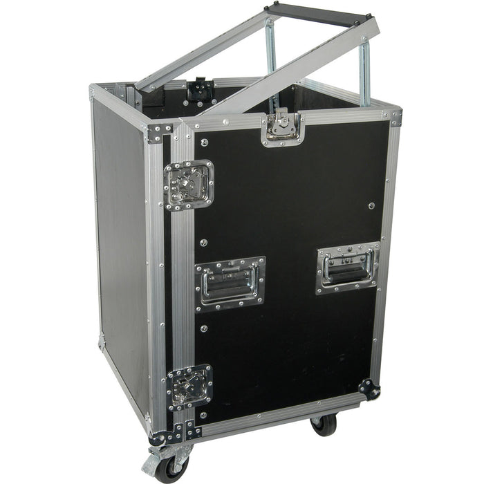 19" 16U Equipment Rack With Wheels Patch Panel Mount Case PA DJ Mixer Amp Audio Loops