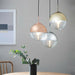 Hanging Ceiling Pendant Light GOLD & RIBBED GLASS Sphere Ball Lamp Bulb Holder Loops