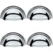 4x Victorian Cup Pull Handle Polished Chrome 92 x 46mm 76mm Fixing Centres Loops