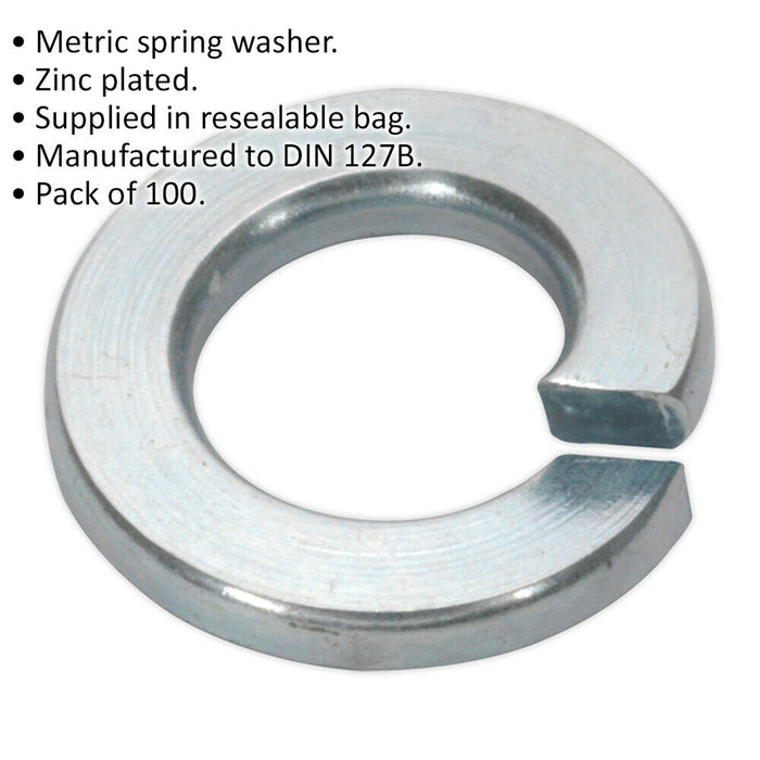 50 PACK Metric Spring Washer - M5 - DIN 127B - Zinc Plated Metal Spacer Loops