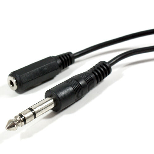 1.8m 6.35mm Jack Plug to 3.5mm Stereo Socket Extension Cable Lead ¼" Headphone Loops