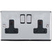 UK Plug Socket Pack -2x Twin & 4x Single Gang- CHROME / Black 13A Switched Loops