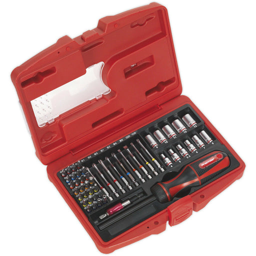 51 PACK Fine Tooth Ratchet Screwdriver Socket and Bit Set - Chromoly Steel Loops