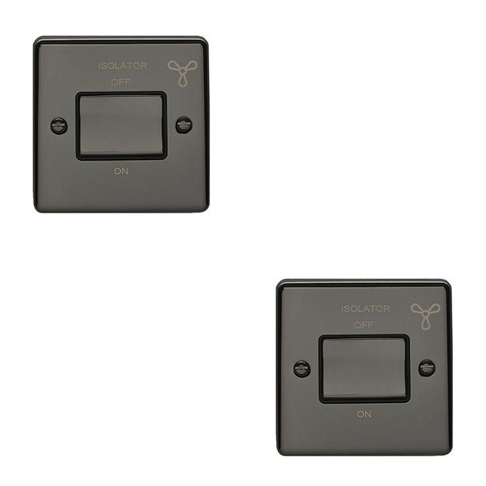 2 PACK 6A Extractor Fan Isolator Switch BLACK NICKEL & Black Trim 3 Po ...