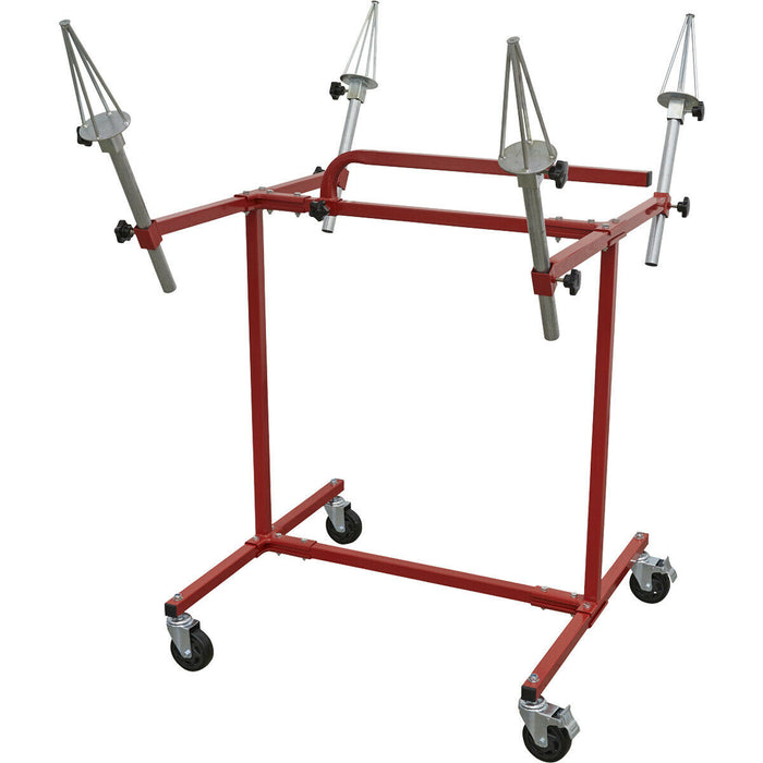 Heavy Duty Alloy Wheel Repair Stand - 4 Wheel Capacity - Fully Adjustable Loops