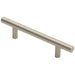 Round T Bar Cabinet Pull Handle 156 x 12mm 96mm Fixing Centres Satin Nickel Loops