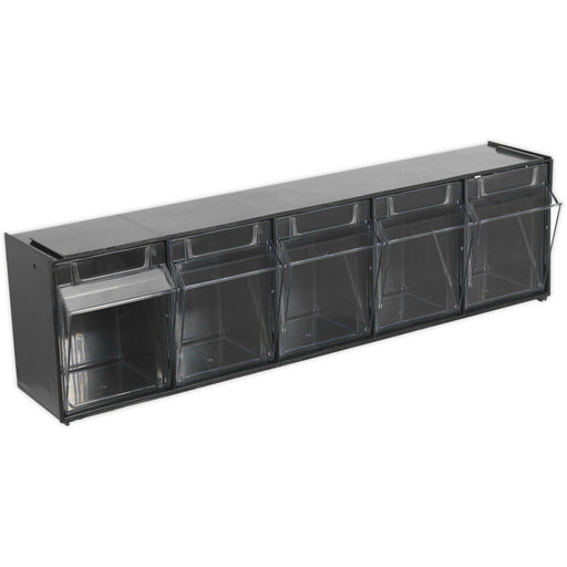 600 x 140 x 170mm 5 Drawer Stackable Cabinet - BLACK - Wall Mounted Standing Box Loops