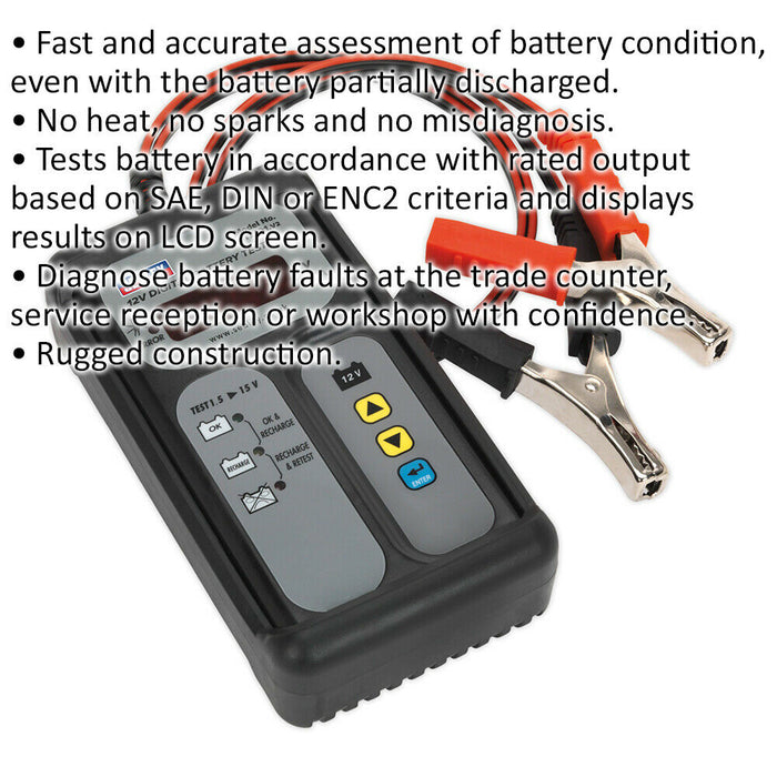 12V Digital Battery Tester - Vehicle Battery Diagnostic Tool - Fast & Accurate Loops
