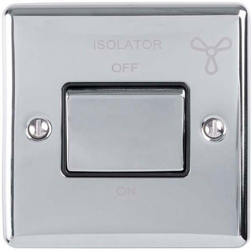 6A Extractor Fan Isolator Switch CHROME & Black Trim 3 Pole Shower Loops