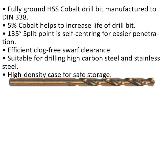 10 PACK 6.5mm Fully Ground HSS Cobalt Drill Bit - Long Life Clog Free Drill Bit Loops