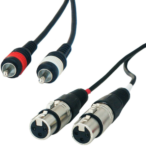 PRO 6m Twin XLR Female to 2x RCA PHONO Male Cable Double Dual Audio Plug Lead Loops
