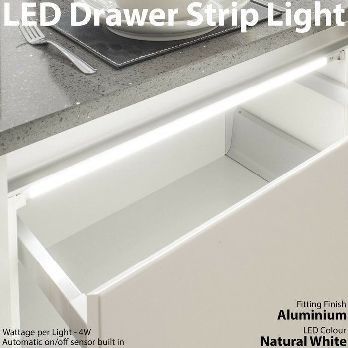 2x 600mm LED Drawer Strip Light AUTO ON/OFF PIR SENSOR Kitchen Cupboard Door Loops