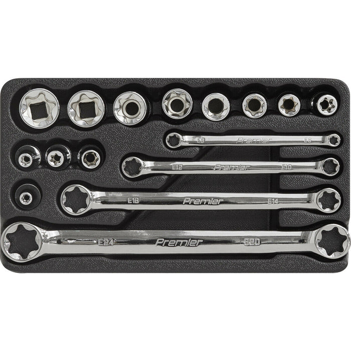 16 PACK TRX Star Socket & Spanner Set - 3/8" Square Drive Chrome Vanadium Steel Loops