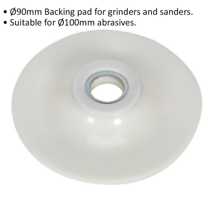 90mm Grinder and Sander Backing Pad - Suits 100mm Abrasives - Angle Grinder Loops