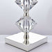 Glass Table Lamp Light Silver Crystal & Taupe Shade Square Base Desk Sideboard Loops