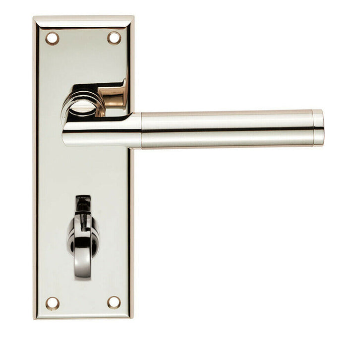 Round Bar Section Lever on Bathroom Backplate 150 x 50mm Polished Satin Nickel Loops