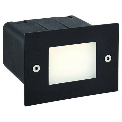 IP44 LED Half Brick Light Textured Black & Plain Frosted Glass 2W Cool White Loops