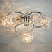 3 Bulb Ceiling Lamp & 2x Matching Wall Light Chrome Arm & Crystal Twist Shade Loops