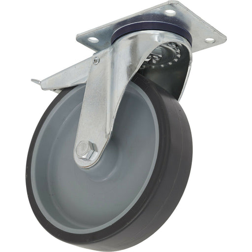 50mm Thermoplastic Swivel Castor Wheel - Hard PP Core - 20mm Tread - Total Lock Loops